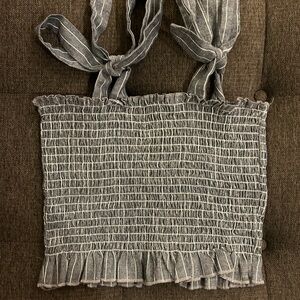 Striped Smocked Crop Top